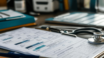 Patient charts on a desk